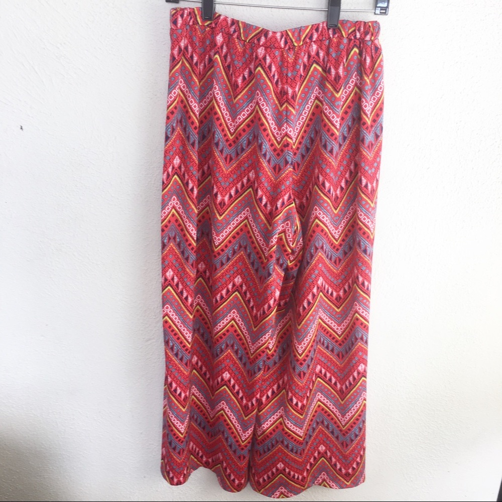 New Directions Palazzo Leg Pants Red/Multi Color L